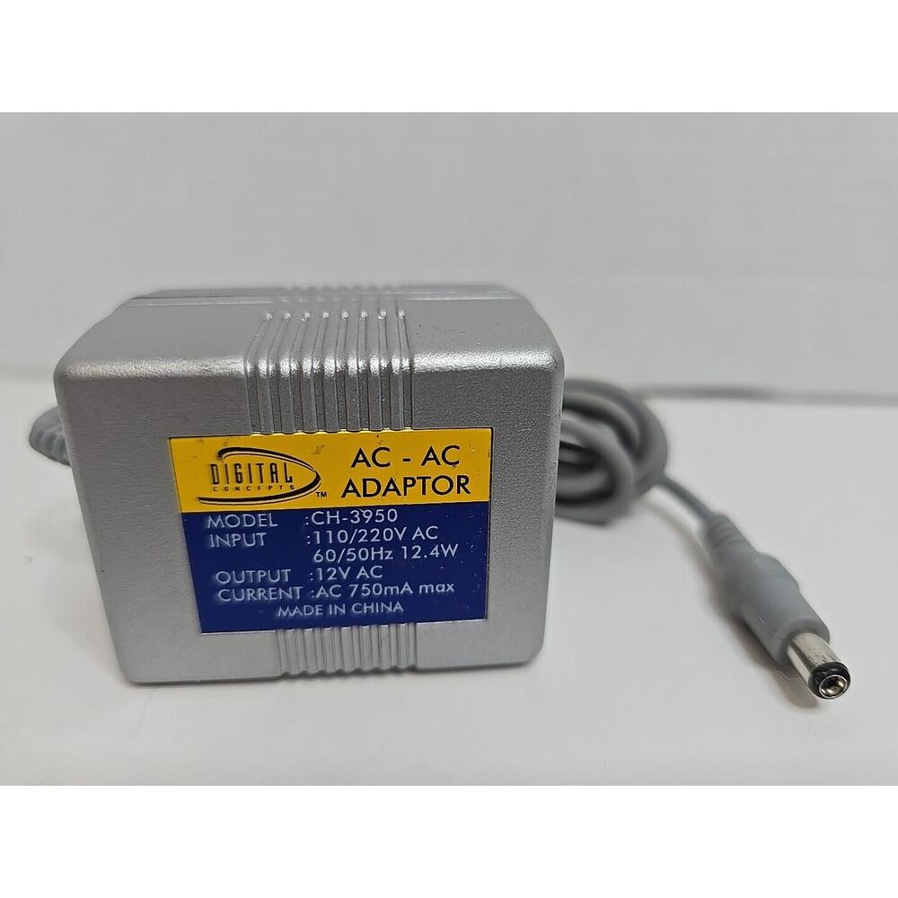 Digital Concepts AC/AC Adapter CH-3950 Input 120V 60Hz 12.4W Output 12 VAC 750mA